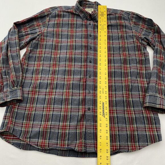 LL Bean Flannel Shirt Mens Tall XL Gray Plaid Long Sleeve Button Down Workwear - Picture 6 of 9